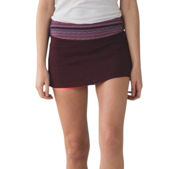 lululemon athletica Pants - Lululemon Pace Rival Mid Rise Burgundy Skirt II Running Tennis Performance Sz 4